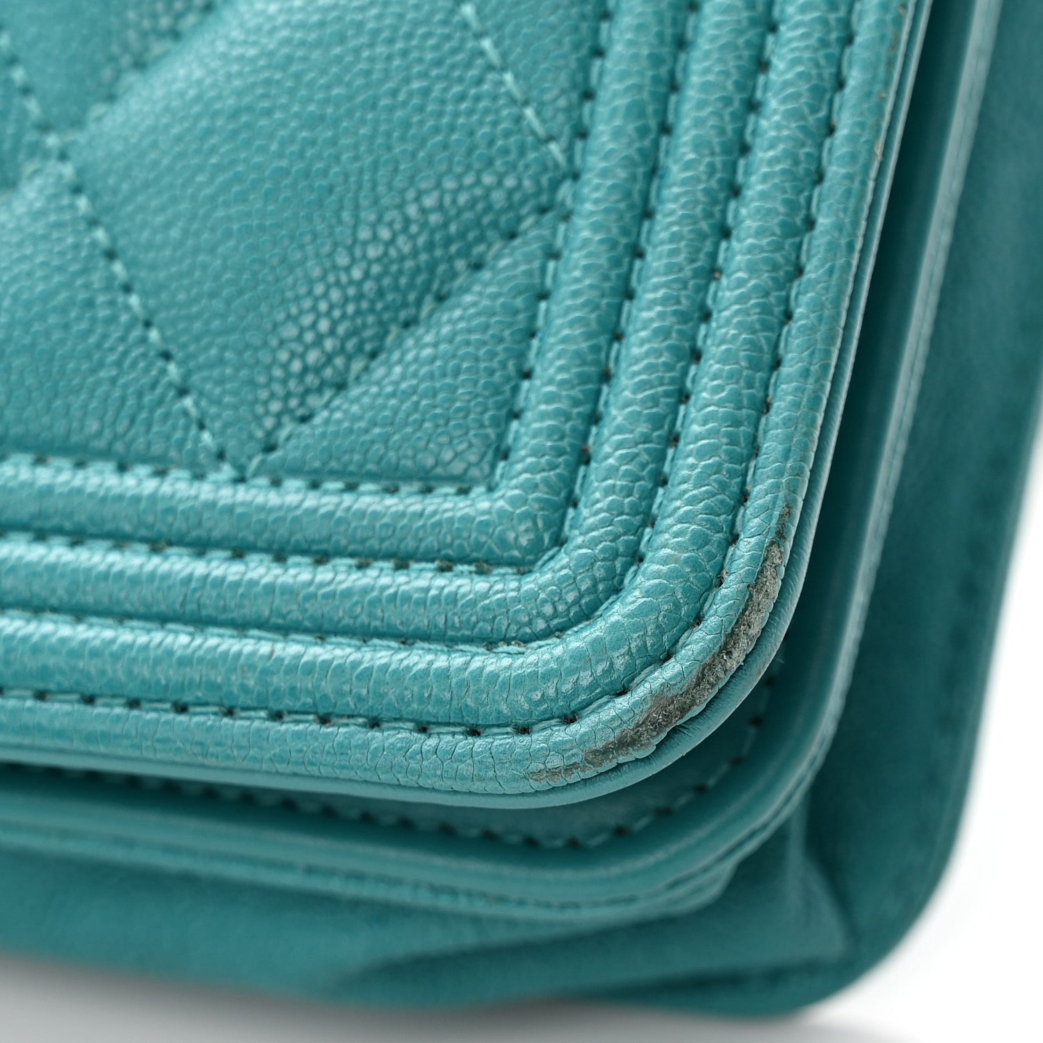 Caviar Quilted Boy Wallet On Chain WOC Light Blue