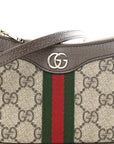 GG Supreme Monogram Textured Dollar Calfskin Web Mini Ophidia Shoulder Bag Beige Ebony New Acero