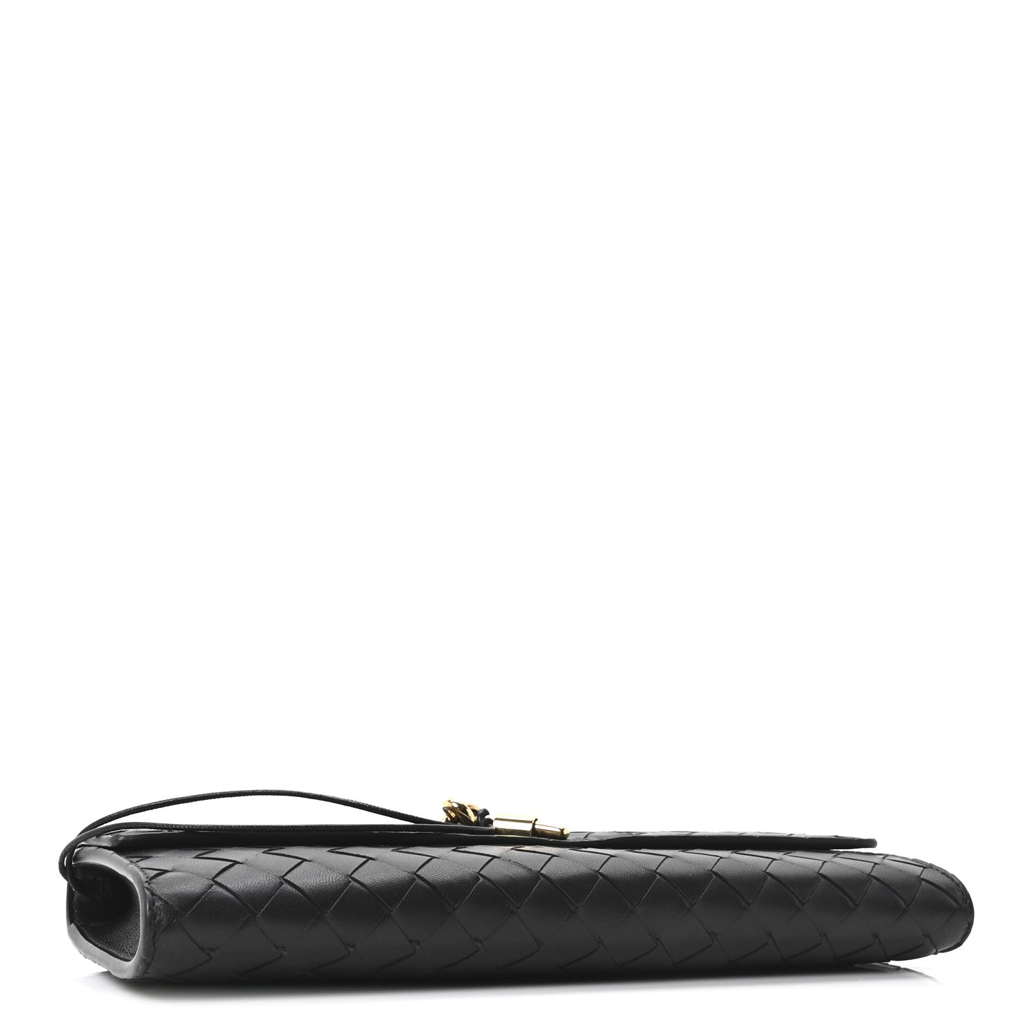 Nappa Intrecciato Long Andiamo Top Handle Clutch Black