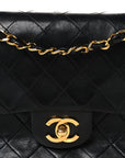 Lambskin Quilted Small Double Flap Black