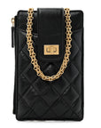 Aged Calfskin Quilted Reissue Phone Holder With Chain Bag Black
