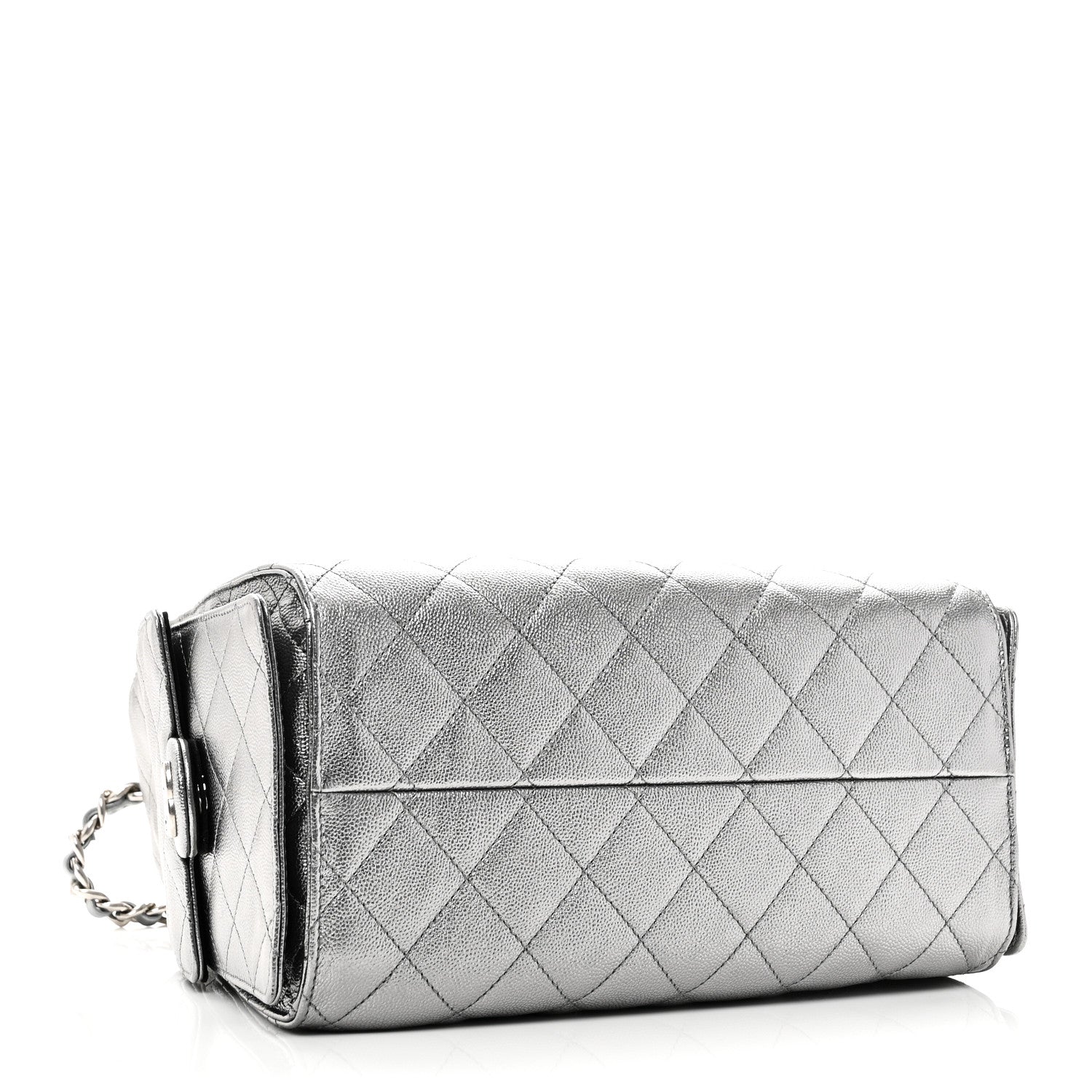 Metallic Caviar Quilted Small CHNL 25 Handbag Anthracite