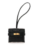 Matte Alligator Festival Kelly Bag Charm Black