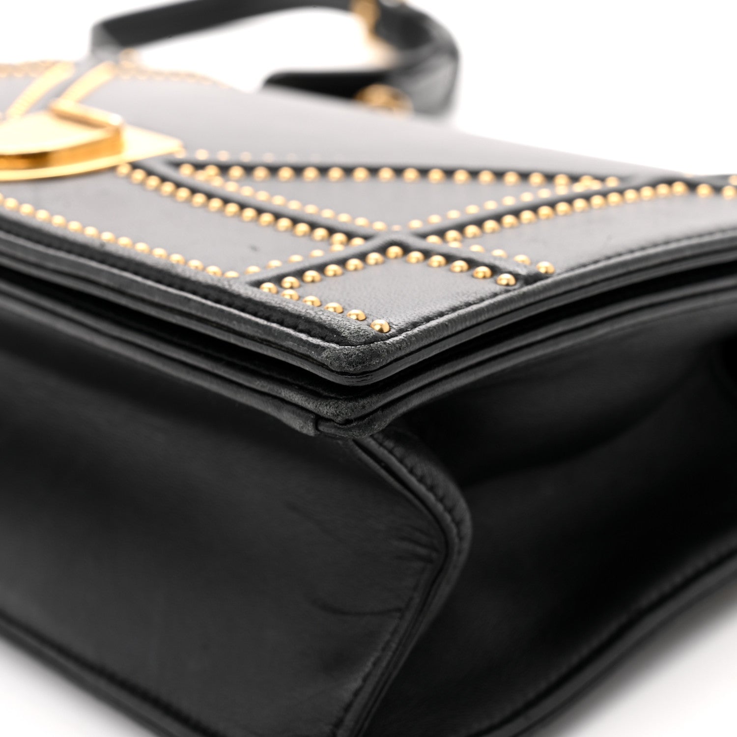 Lambskin Studded Medium D1ORama Flap Bag Black