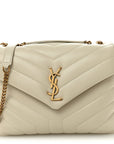 Calfskin Y Quilted Monogram Small Loulou Chain Satchel Blanc Vintage