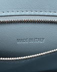 Shiny Calfskin Crocodile Embossed Small Hourglass Top Handle Bag Blue Grey