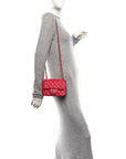 Lambskin Quilted Mini Square Flap Dark Pink