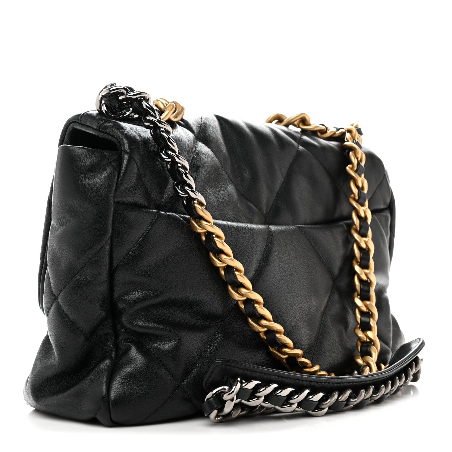 Lambskin Quilted Large CHNL 19 Flap Black