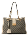 GG Supreme Monogram Medium Padlock Tote White