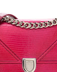 Metallic Lizard Small D1ORama Flap Bag Fuchsia
