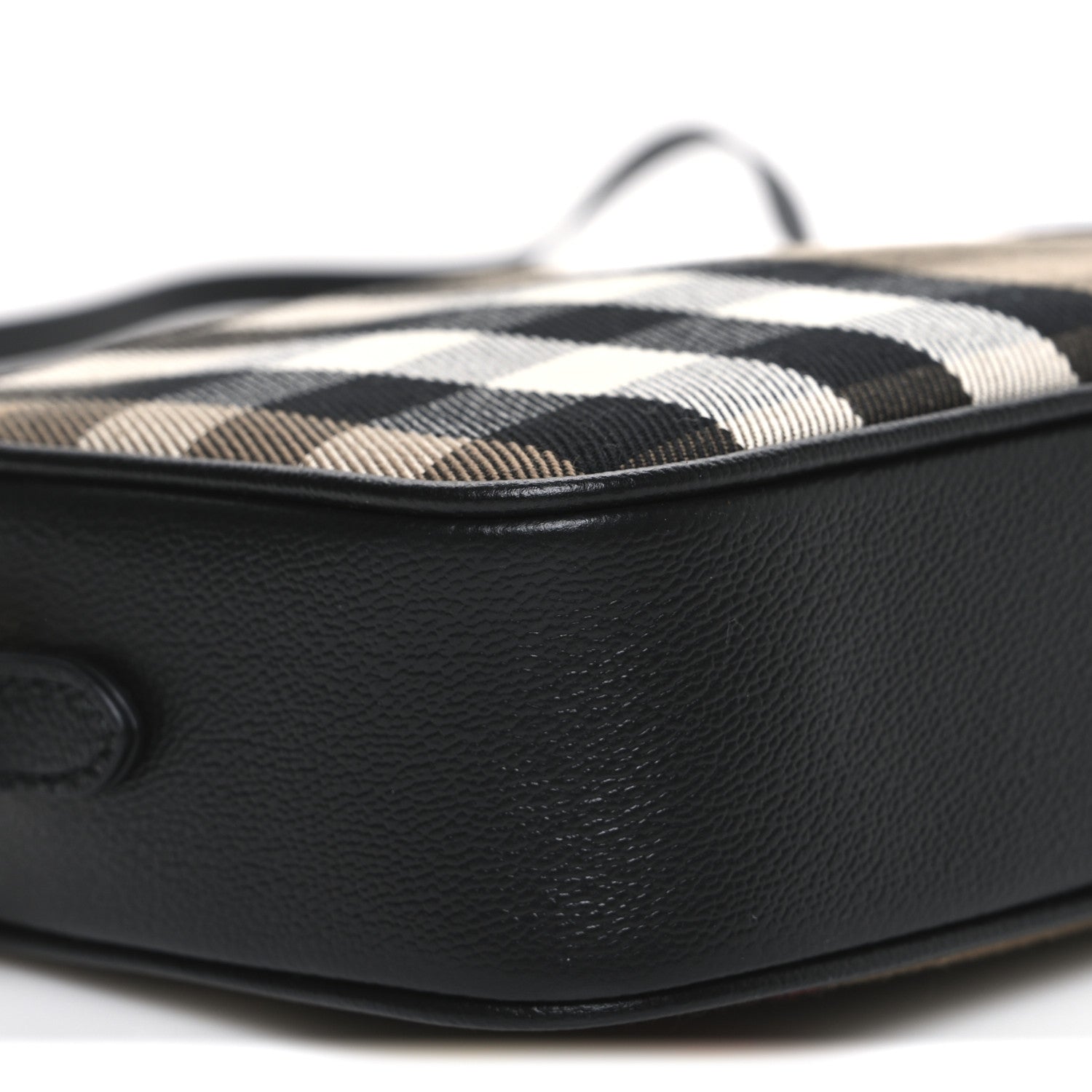 Giant Check Calfskin Small Camera Bag Black