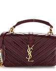 Shiny Calfskin Matelasse Chevron Monogram Mini College Bag Deep Hot Wine
