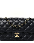 Lambskin Quilted Mini Rectangular Flap Black