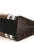 E-Canvas Monogram Stripe Book Tote Black Bridle Brown