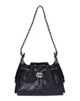 Metallic Caviar Quilted Mini CHNL 25 Handbag Dark Blue