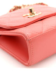 Lambskin Quilted Mini Trendy CC Clutch With Chain Coral Pink