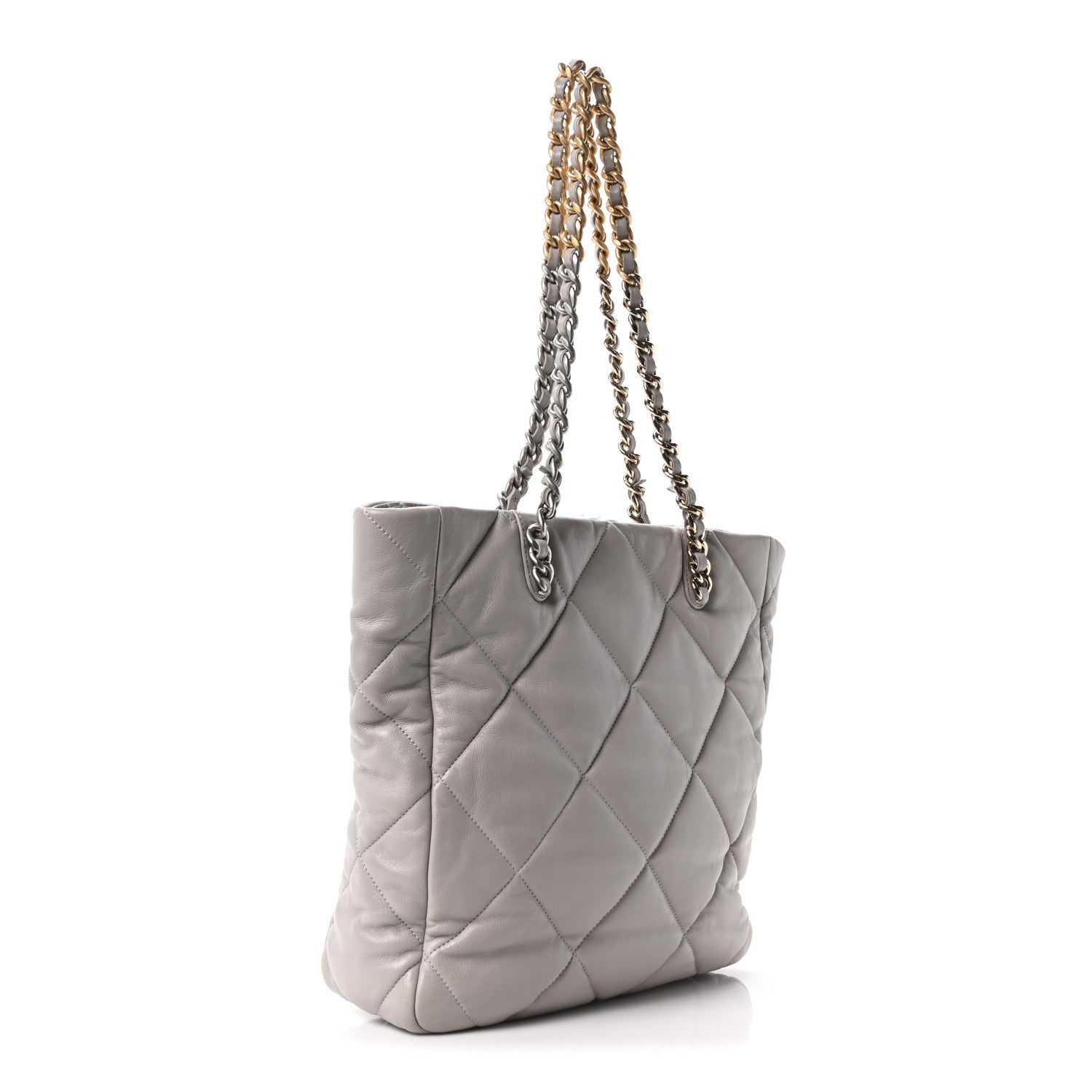Lambskin Quilted CHNL 19 Shopping Bag Grey