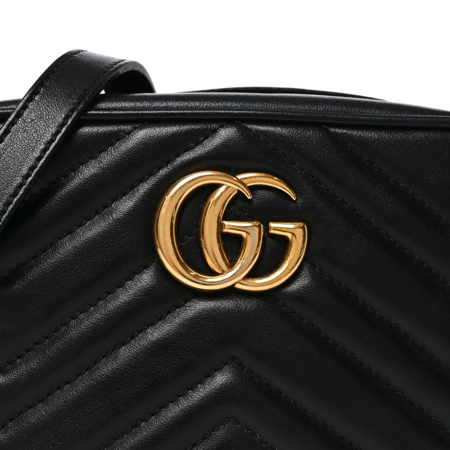 Calfskin Matelasse Mini GG Marmont Chain Shoulder Bag Black