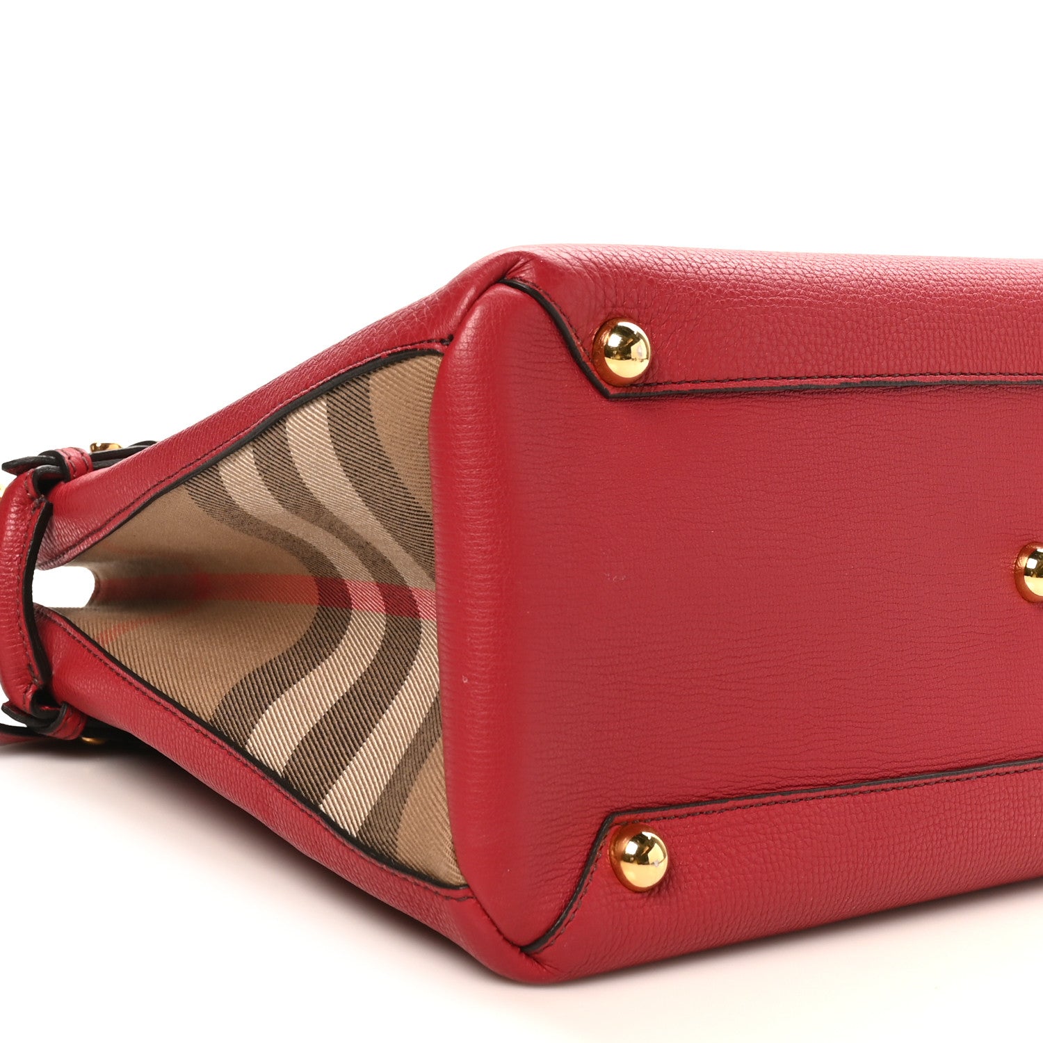 Derby Calfskin House Check Medium Banner Tote Russet Red