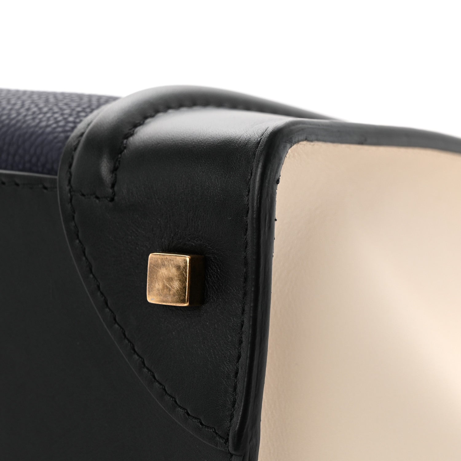 Velluto Calfskin Mini Tri-Color Luggage Navy