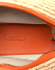 Raffia Calfskin Small Loop Top Handle Natural Burned Orange