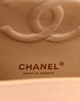 Iridescent Caviar Quilted Medium Double Flap Beige
