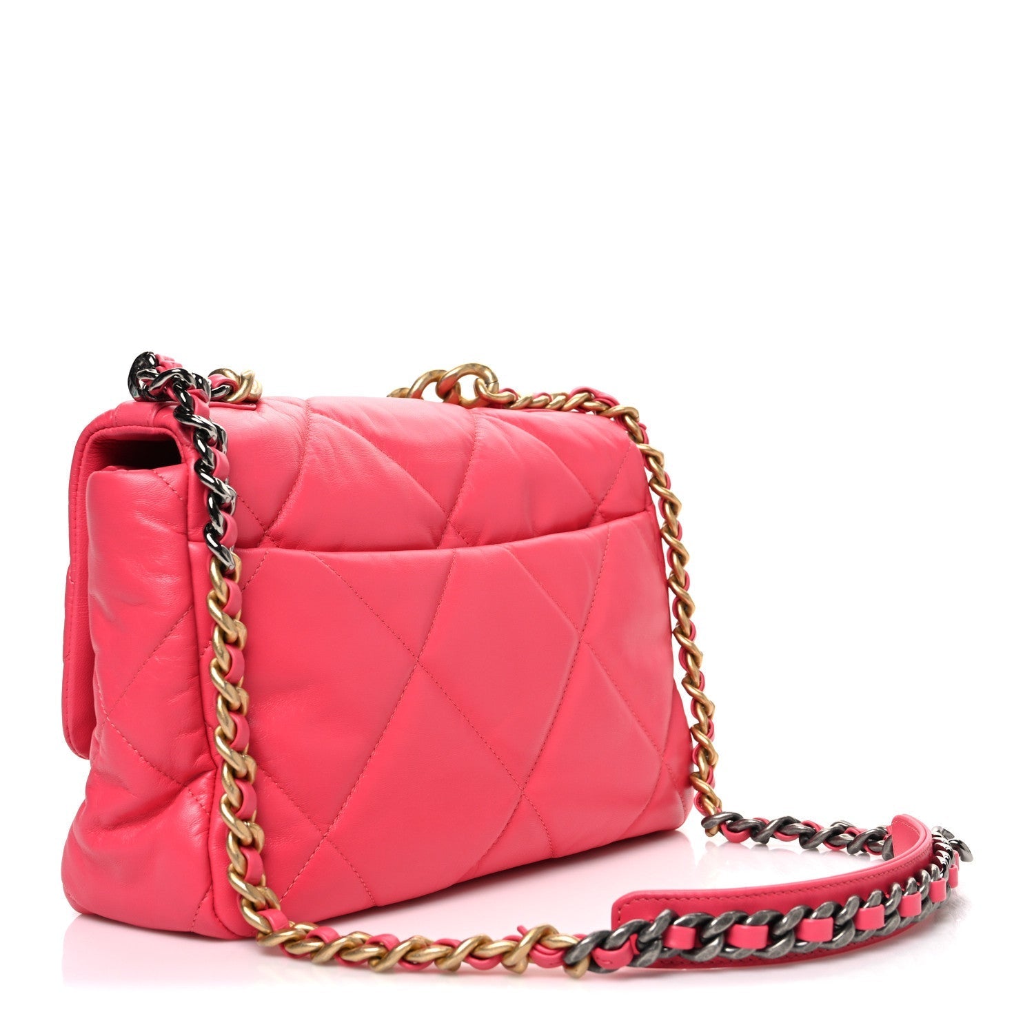 Lambskin Quilted Large CHNL 19 Flap Dark Pink