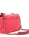 Lambskin Quilted Large CHNL 19 Flap Dark Pink