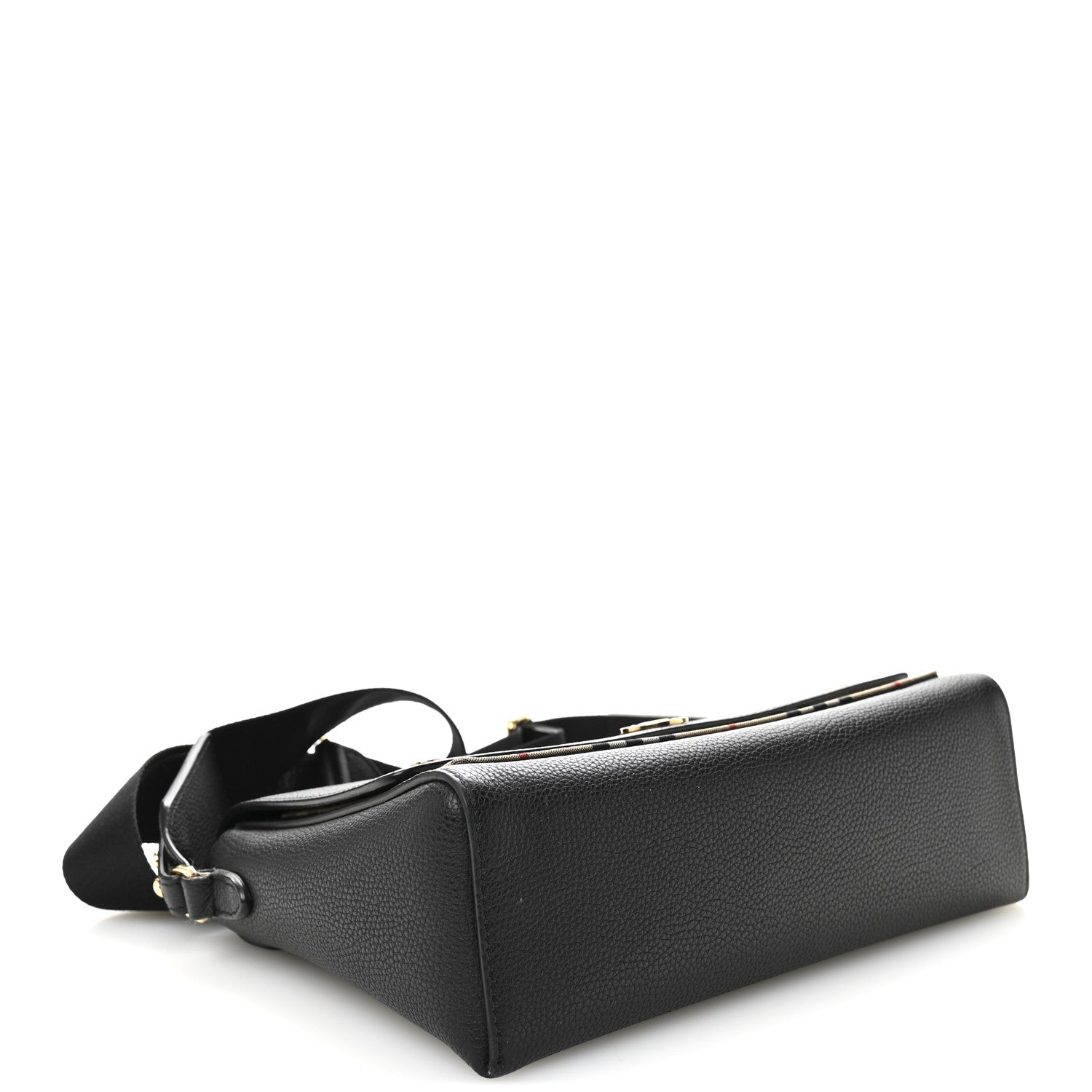Coated Canvas Calfskin Vintage Check Medium Note Crossbody Bag Black