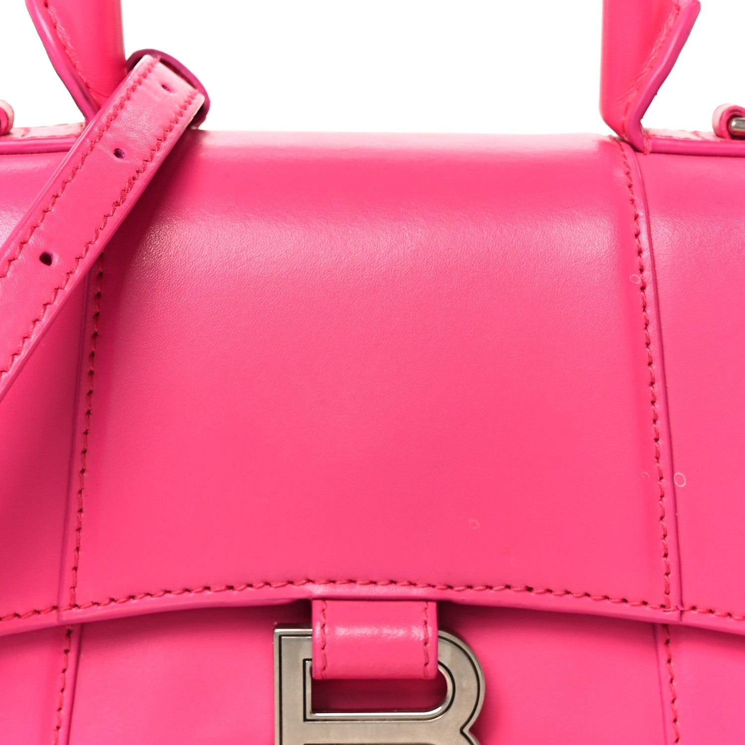 Shiny Box Calfskin Hourglass Top Handle Bag XS Acid Fuchsia
