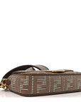 Wool Vitello King Houndstooth FF Embroidered Baguette Beige Moro
