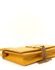 Calfskin Crocodile Embossed Kate Monogram Tassel Chain Wallet Saffron