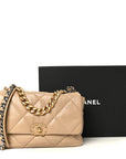 Lambskin Quilted Large CHNL 19 Flap Beige
