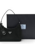 Tessuto Nylon Saffiano Mini Re-Edition 2005 Bag Black