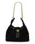 Suede Quilted Small CHNL 25 Handbag Black