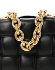 Lambskin Maxi Intreccio Padded Chain Cassette Crossbody Bag Black
