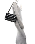Patent Quilted Jumbo Double Flap Black
