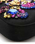 Satin Crystal Embellished La Medusa Mini Hobo Bag Black Multicolor
