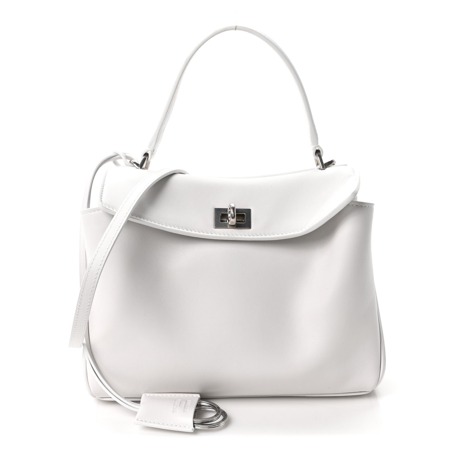 Natural Smooth Calfskin Mini Rodeo Top Handle Handbag Optic White
