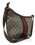 GG Supreme Monogram Web Small Ophidia Half Moon Hobo Brown