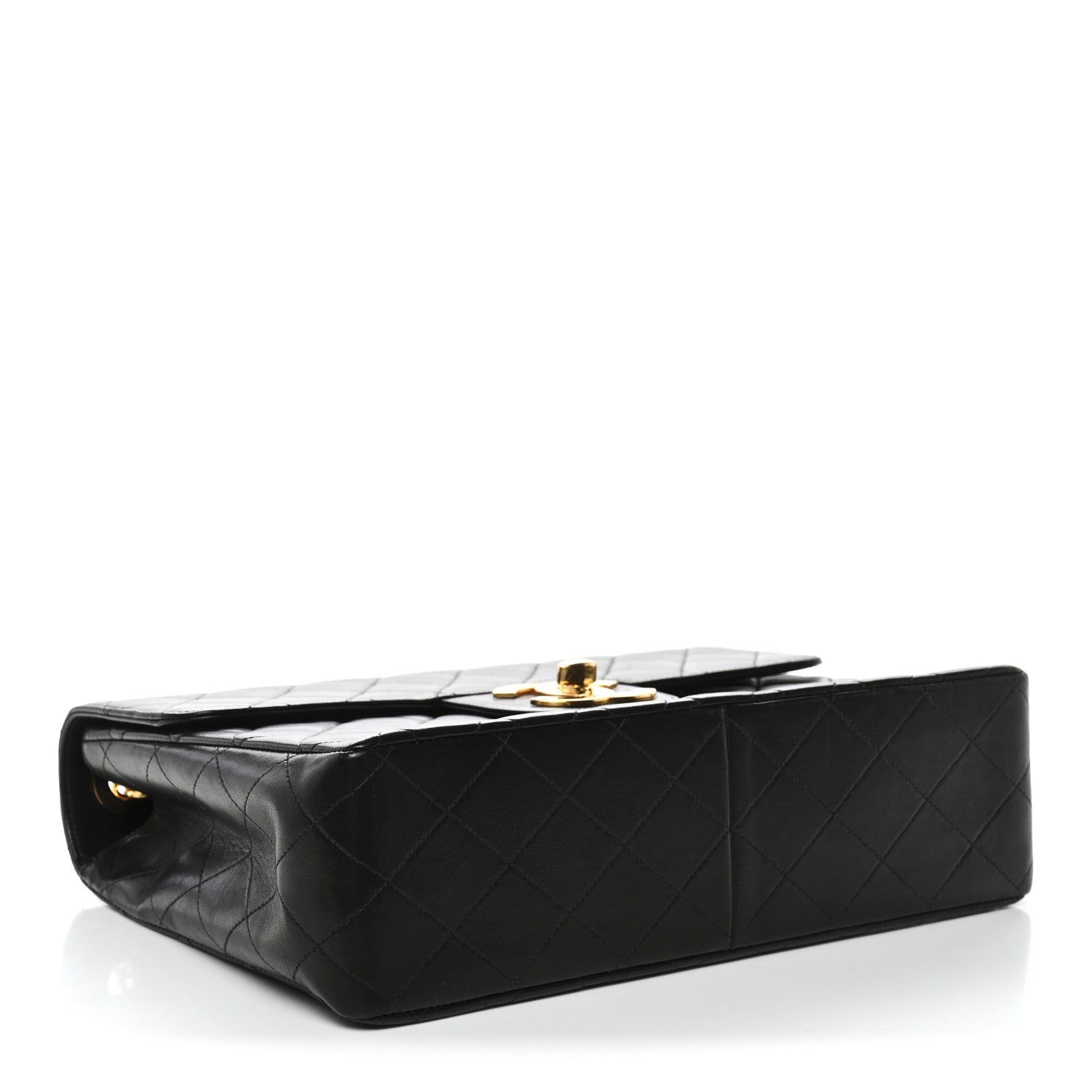 Lambskin Quilted Jumbo Single Flap Black