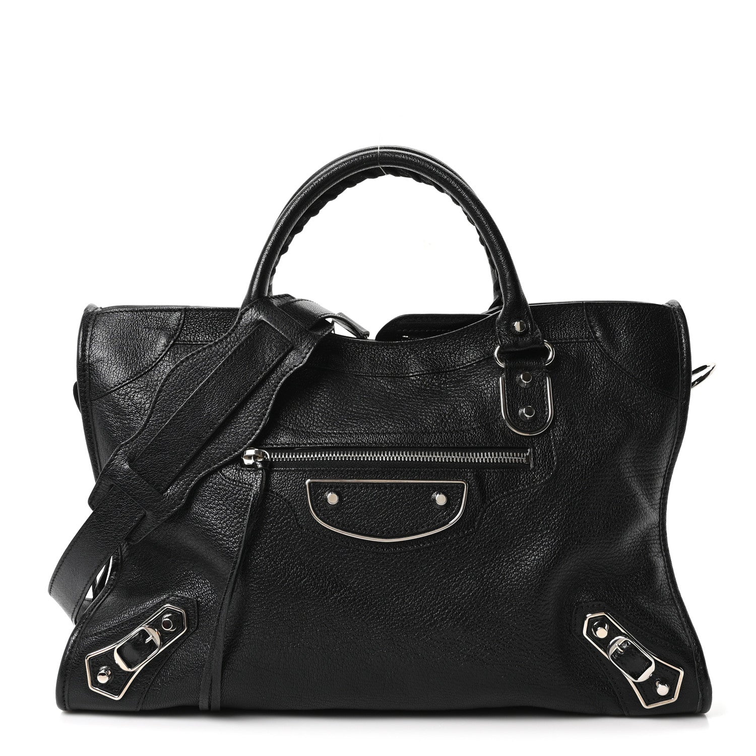 Chevre Silver Metallic Edge Hardware City Black