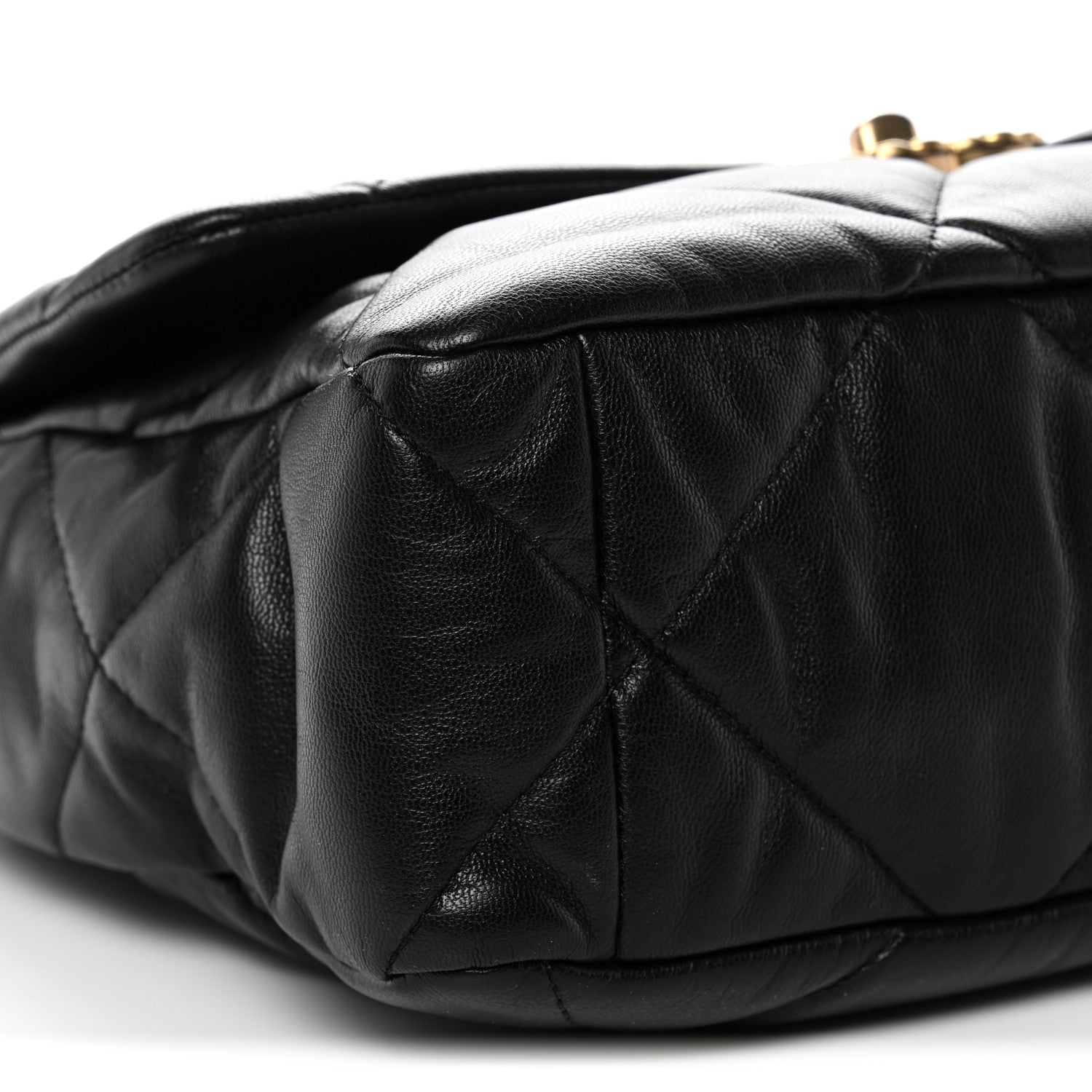 Goatskin Quilted Large CHNL 19 Flap Black