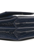 Calfskin Crocodile Embossed Medium Monogram Sunset Navy