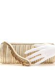 Metallic Nappa Plisse Long Clutch Gold