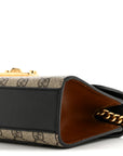 GG Supreme Monogram Calfskin Small Padlock Shoulder Bag Beige Black Cuir