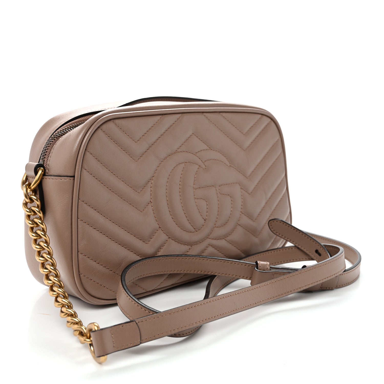 Calfskin Matelasse Small GG Marmont Chain Shoulder Bag Porcelain Rose