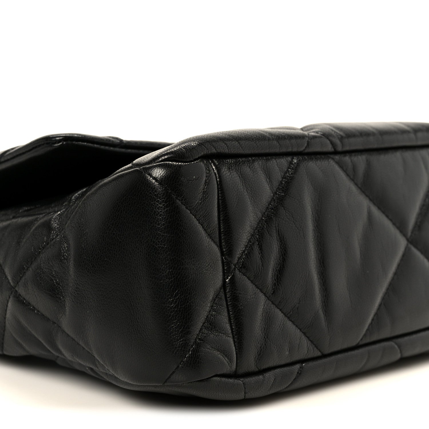 Goatskin Quilted Large CHNL 19 Flap Black