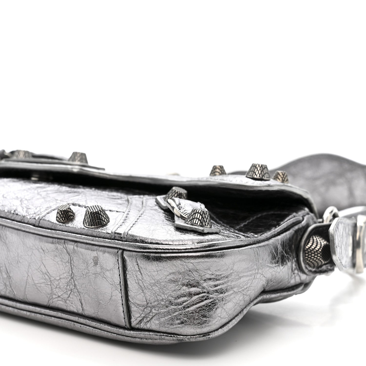 Metallic Agneau Arena Small Le Cagole Sling Bag Silver