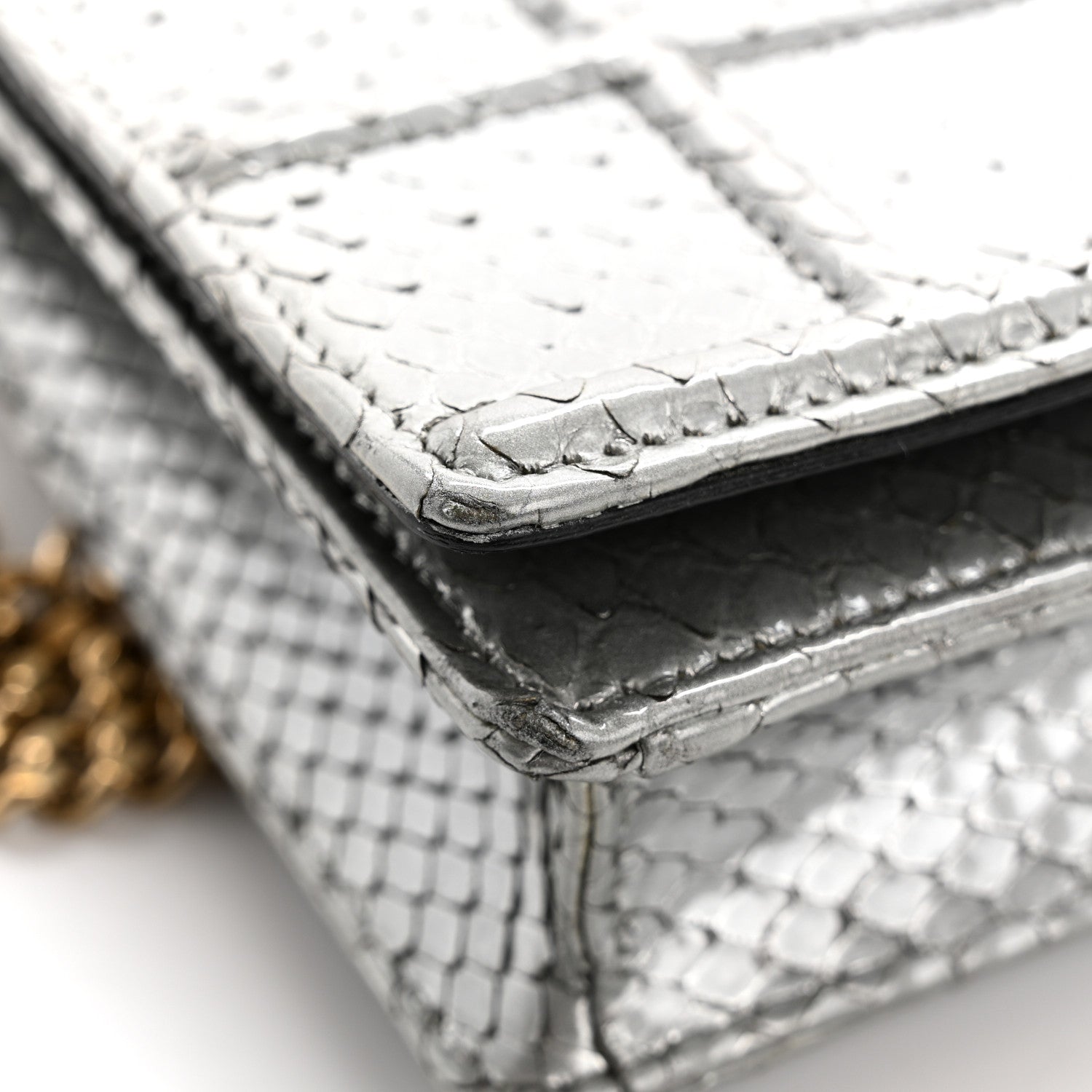 Snakeskin D1ORama Wallet on Chain Pouch Silver